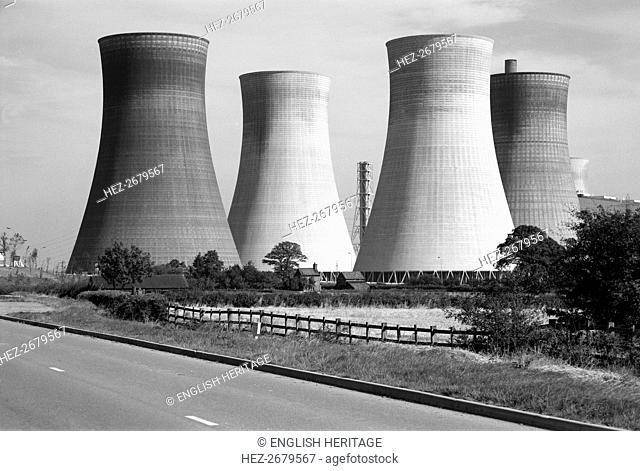 Cooling towers of an unidentified power station, Lincolnshire, c1945-c1980. Artist: Eric de Maré