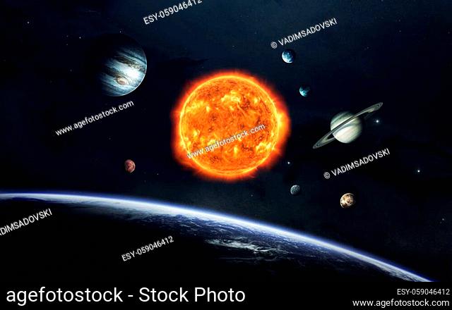 Earth, Mars, and others. Science fiction space wallpaper, incredibly beautiful planets of solar system. Elements of this image furnished by NASA