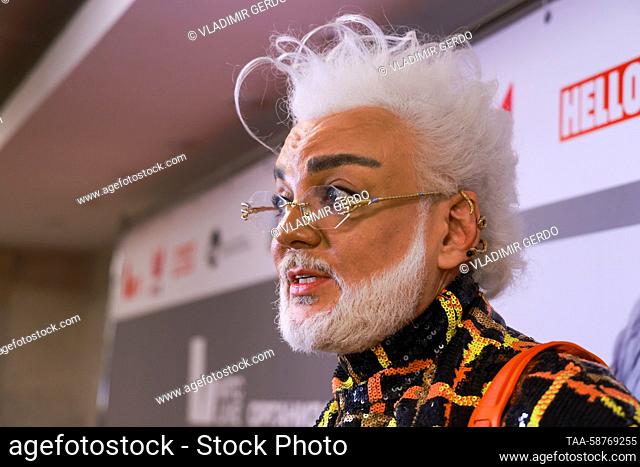 RUSSIA, MOSCOW - APRIL 30, 2023: Singer Filipp Kirkorov talks to journalists before a concert at the State Kremlin Palace. Vladimir Gerdo/TASS