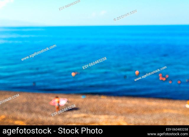 in   greece the mykonos island rock sea and beach  sky