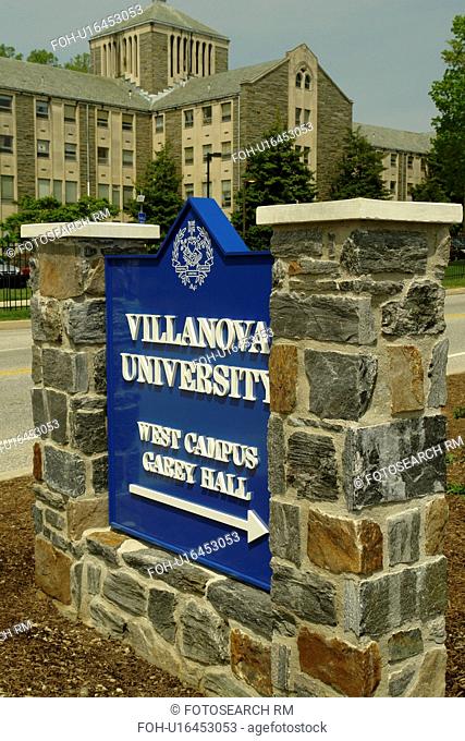 Villanova, PA, Pennsylvania, Villanova University, West Campus, Garey Hall, School of Law, entrance sign