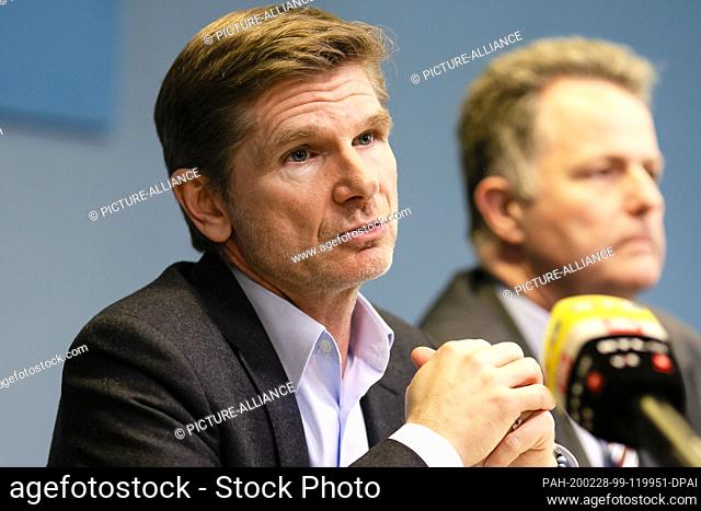 28 February 2020, Schleswig-Holstein, Kiel: Heiner Garg (FDP), Minister of Health in Schleswig-Holstein), speaks during a press conference