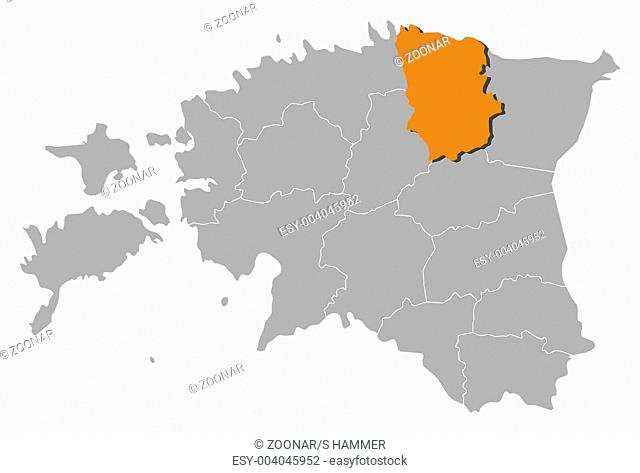 Map of Estonia, Lääne-Viru highlighted