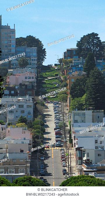 View of twisting Lombard Street, USA, California, San Francisco