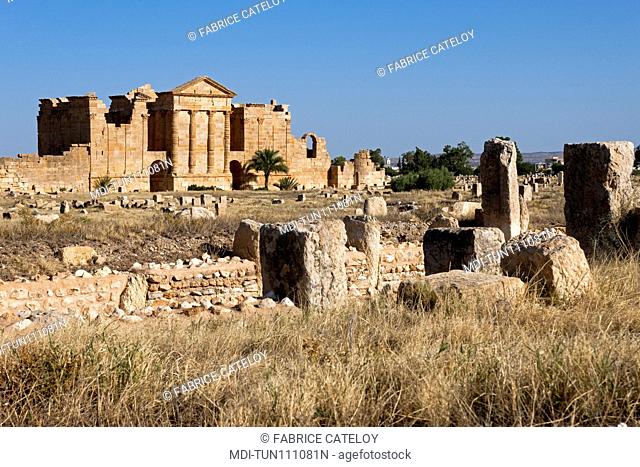 Tunisia - Sbeitla or Sufetula - Back of the three temples - From left to right, Temple of Juno, Temple of Jupiter, Temple of Minerva