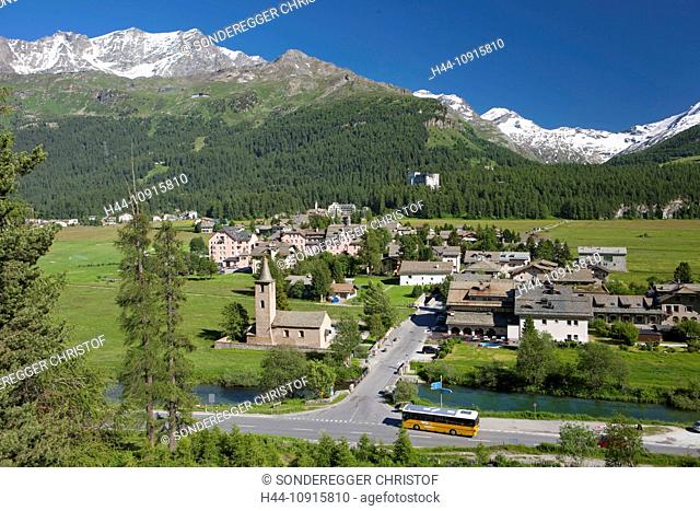 Canton, Graubünden, Grisons, Switzerland, Europe, Engadin, Engadine, Upper Engadine, Sils, Baselgia, mountains