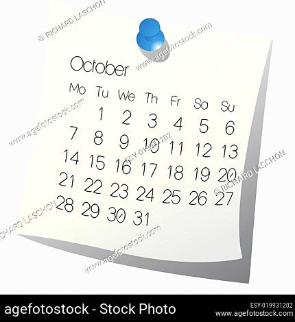 2013 October calendar
