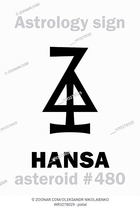 Astrology Alphabet: HANSA, asteroid #480. Hieroglyphics character sign (single symbol)