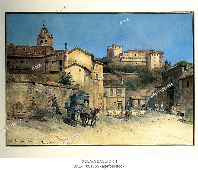 Ettore Roesler Franz (1845-1907). Rome, Borgo Angelico. Watercolour.  Roma, Museo Di Roma Gabinetto Comunale Delle Stampe