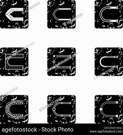 Different arches icons set. Grunge illustration of 9 different arches vector icons for web
