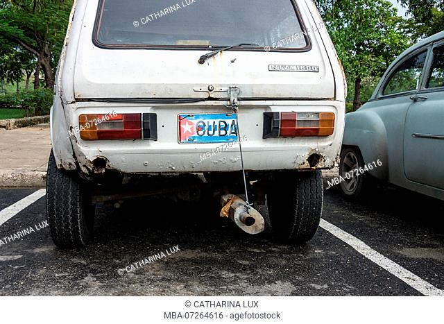 Cuba, Havana, car, Lada, exhaust, makeshift repair