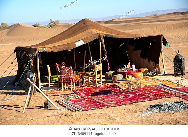 nomadic tent in desert of Morocco