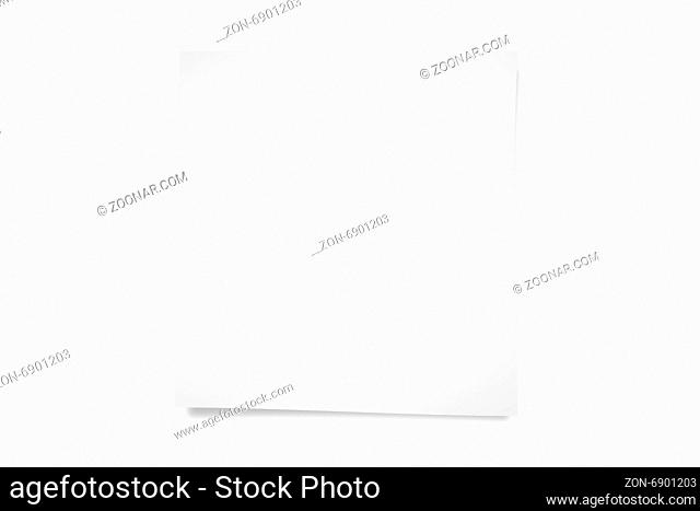 Blank, realistic, white sticky note with shadow, isolated on white background
