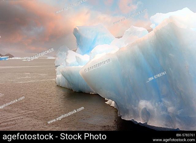 Iceberg pattern, Jorge Montt Tidewater Glacier, Caleta Tortel, Aysen Region, Patagonia, Chile, South America