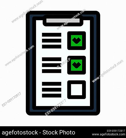 Icon Of Training Plan Tablet. Editable Bold Outline With Color Fill Design. Vector Illustration