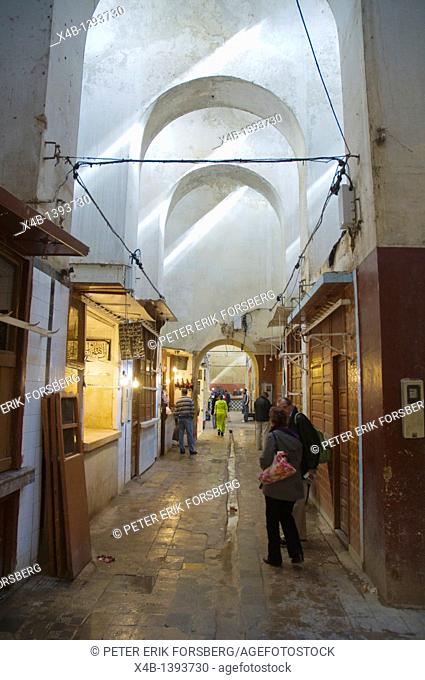Covered market Mellah the old Jewish quarter central Fez northern Morocco Africa