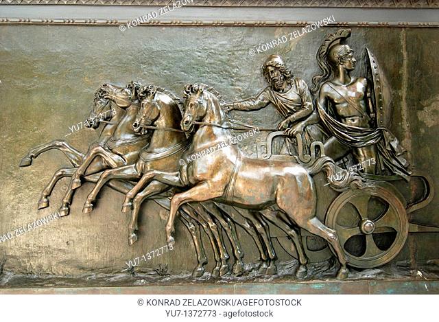 Achilles on chariot, Empress Elisabeth Amalie Eugenie also known as Sissi Palace called Achilleon, Corfu island, Greece