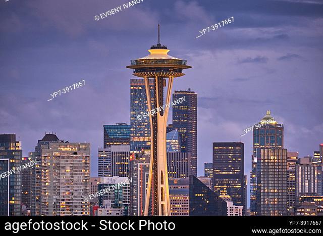 Space Needle At Night, Seattle, Washington