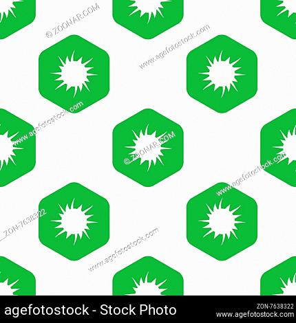Image of starburst in hexagon, repeated on white background