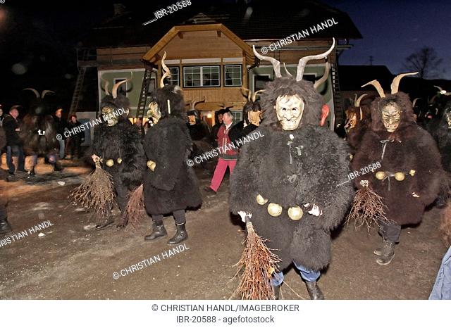 The figure of the Krampus is part of the traditional Mitterndorfer Nikolausplay which is celebrated in the small village of Krungl Styria Austria