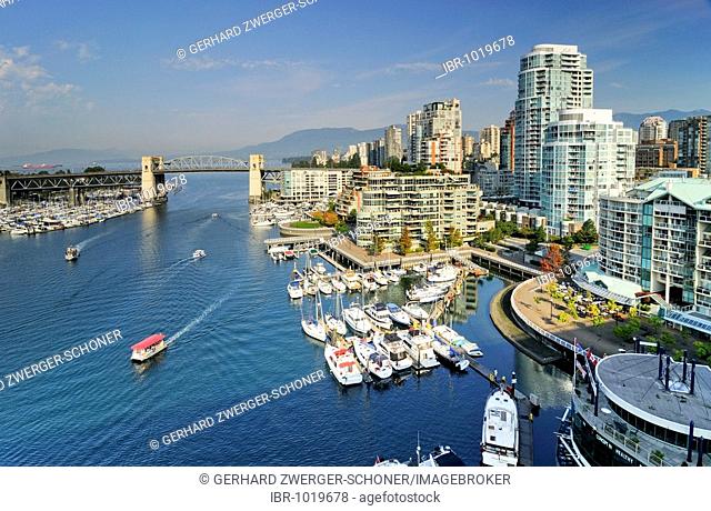 False Creek and the skyline of Vancouver, British Columbia, Canada, North America