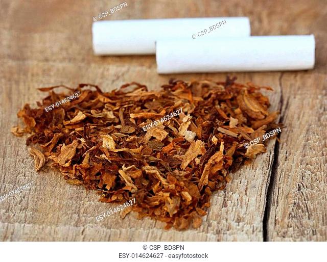 Dried tobacco leaves and cigarette