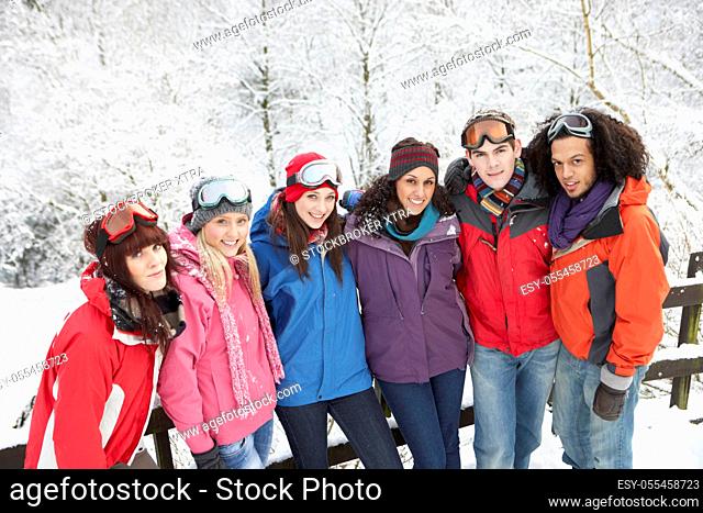 ski vacation, skiers, snowboarder