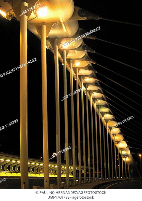BRIDGE OVER GALINDO RIVER, CREATION OF JAVIER MANTEROLA ENGINEER, VILLAGE OF BARACALDO, PROVINCE OF VIZCAYA, BASQUE COUNTRY