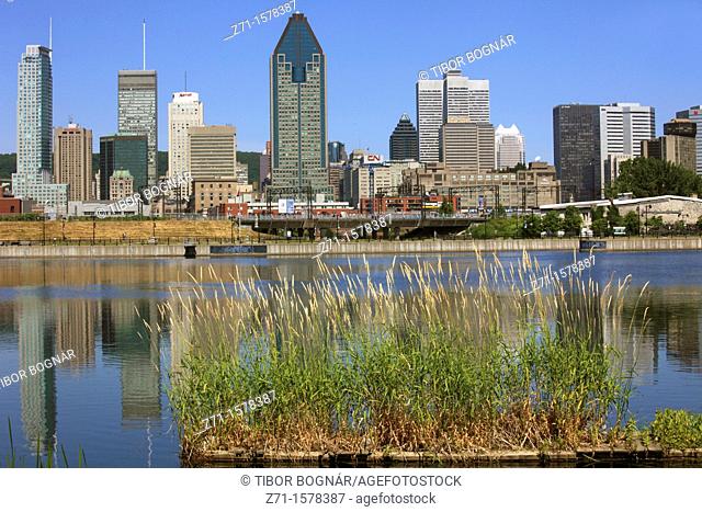 Lachine Canal, Montreal skyline, Quebec, Canada