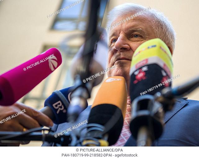 19 July 2018, Germany, Munich: Minister for Domestic Affairs, Construction and Home from the Christian Social Union (CSU), Horst Seehofer