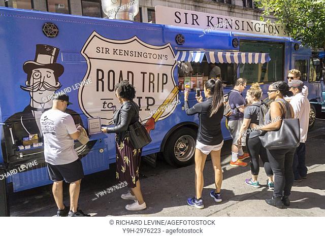 A Sir Kensington's condiments ""Road Trip to Dip"" branding event in New York on Saturday, September 9, 2017. Unilever purchased Sir Kensington from Verlinvest...