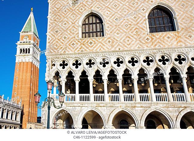 Campanile and Palazzo Ducale. St  Mark's Square. Piazza San Marco. Venice. Veneto. Italy