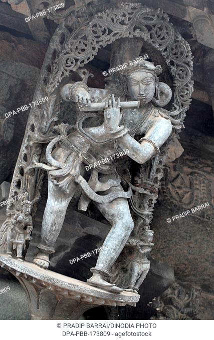 Bracket statue of krishna at channakeshava temple , Belur , Karnataka , India