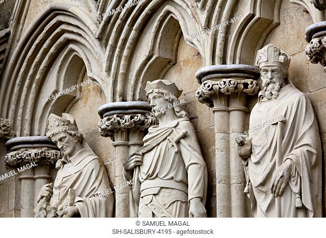 Seen are religious marble sculptures. The construction of the church began in 1220, and it was consecrated in 1258, with the Chapter House and Cloisters...