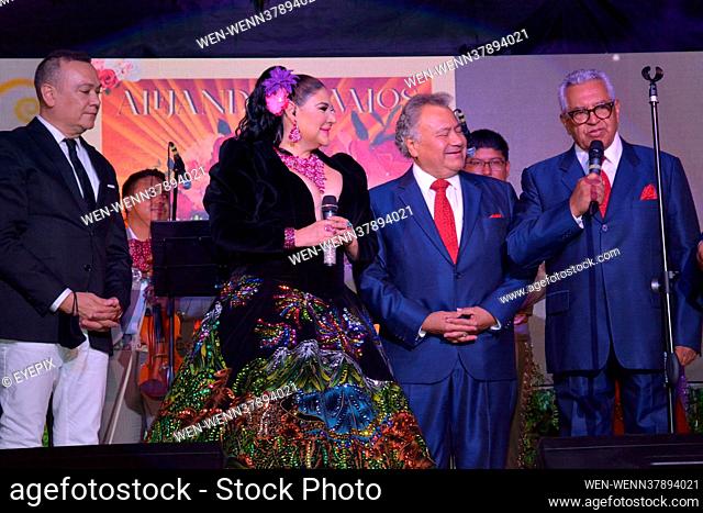 MEXICO CITY, MEXICO - MAY 24: Singer Alejandra Avalos and Gustavo Adolfo Infante during the launch of the album ‘Muy Mexicana’ at Salon Las Tertulias on May 24