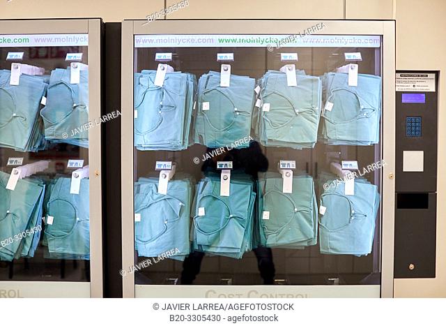 Dispensing machine for surgical clothes, Disposable surgical pajamas, vending machine, Hospital Donostia, San Sebastian, Gipuzkoa, Basque Country, Spain