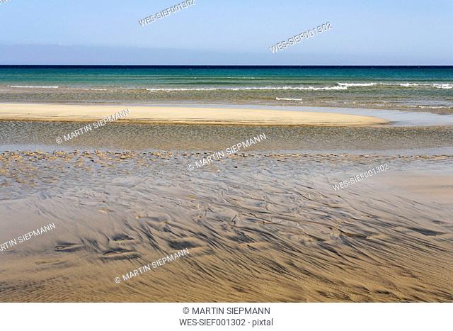Spain, Canary Islands, Fuerteventura, Jandia, View of sotavento beach
