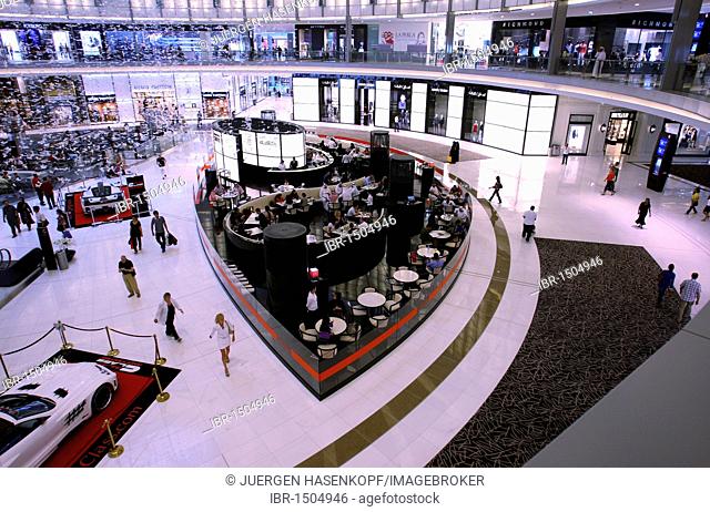 Armani Caffe in the Fashion Avenue, with 70 international stores dedicated to haute couture, Dubai Mall, Dubai, United Arab Emirates, Middle East