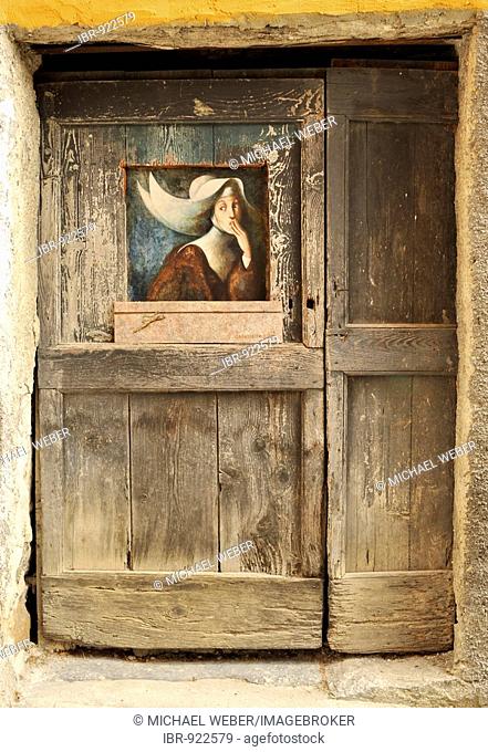 The gates of Valloria, art on doors, open-air museum, district of Dolcedo, Riviera dei Fiori, Liguria, Italy, Europe