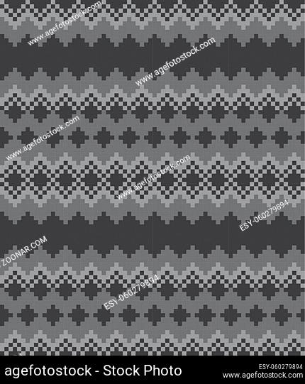 Grey Christmas fair isle pattern background for fashion textiles, knitwear and graphics