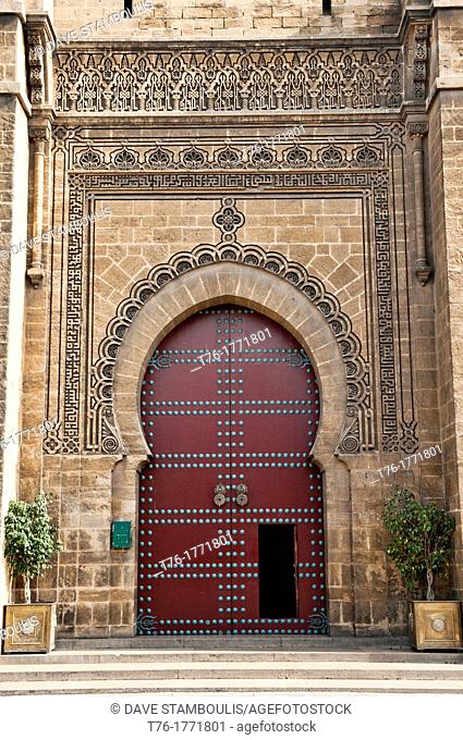 door at the Mahakma du Pasha courts building in the Quartier Habous in Casablanca, Morocco