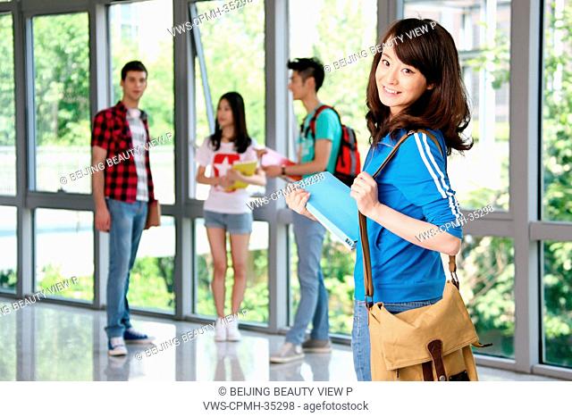 Four university students in campus