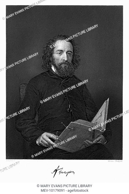 ALFRED lord TENNYSON writer of 'In memoriam', 'The lady of Shallott' and other poems.                  with his autograph