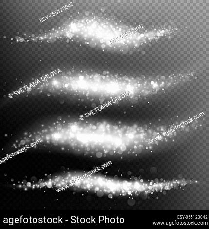 Overlay effect magic glowing trace sparkle wave of glitter star dust. EPS 10 vector file