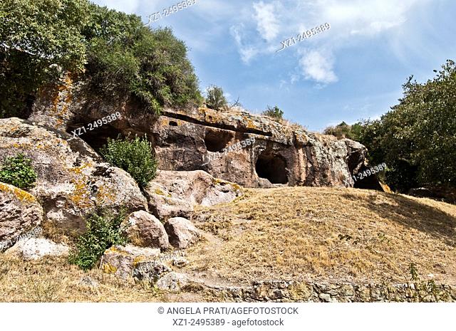 Italy, Sardegna, Bonorva area, prov. Sassari, St. Andrea Priu necropolis, sacred place, rock graves, neolithic period, 4000 BC