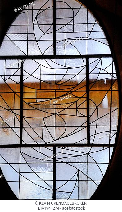 Lead glass window, La Sagrada Familia, Temple Expiatori de la Sagrada Familia, Basilica and Expiatory Church of the Holy Family, Barcelona, Catalonia, Spain
