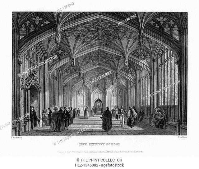 The Divinity School, Oxford, 1837. Part of Oxford University, the Divinity School was built between 1427 and 1483. A fine example of Perpendicular style...