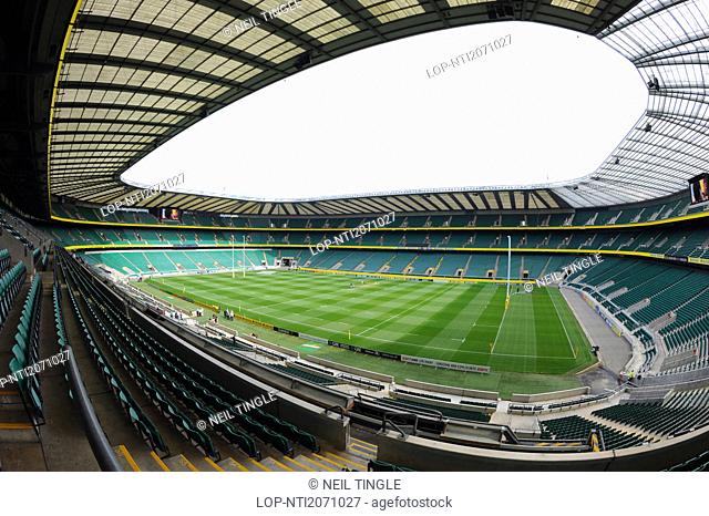 England, London, Twickenham. Inside Twickenham Stadium, the home of England rugby