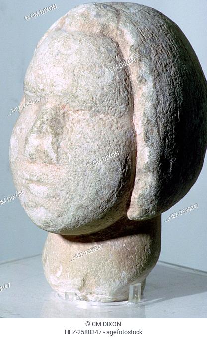 Stone head of 'Fat Lady' from a Copper Age Megalithic temple on Malta, from the Valetta Museum's collection