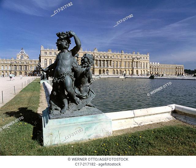 Well figures in front of Versailles Palace. France